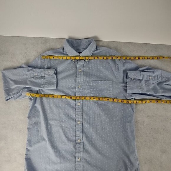 Chaps Men’s Blue, White Cotton Blend Pattern Button Down Dress Shirt Size Large - Picture 7 of 13